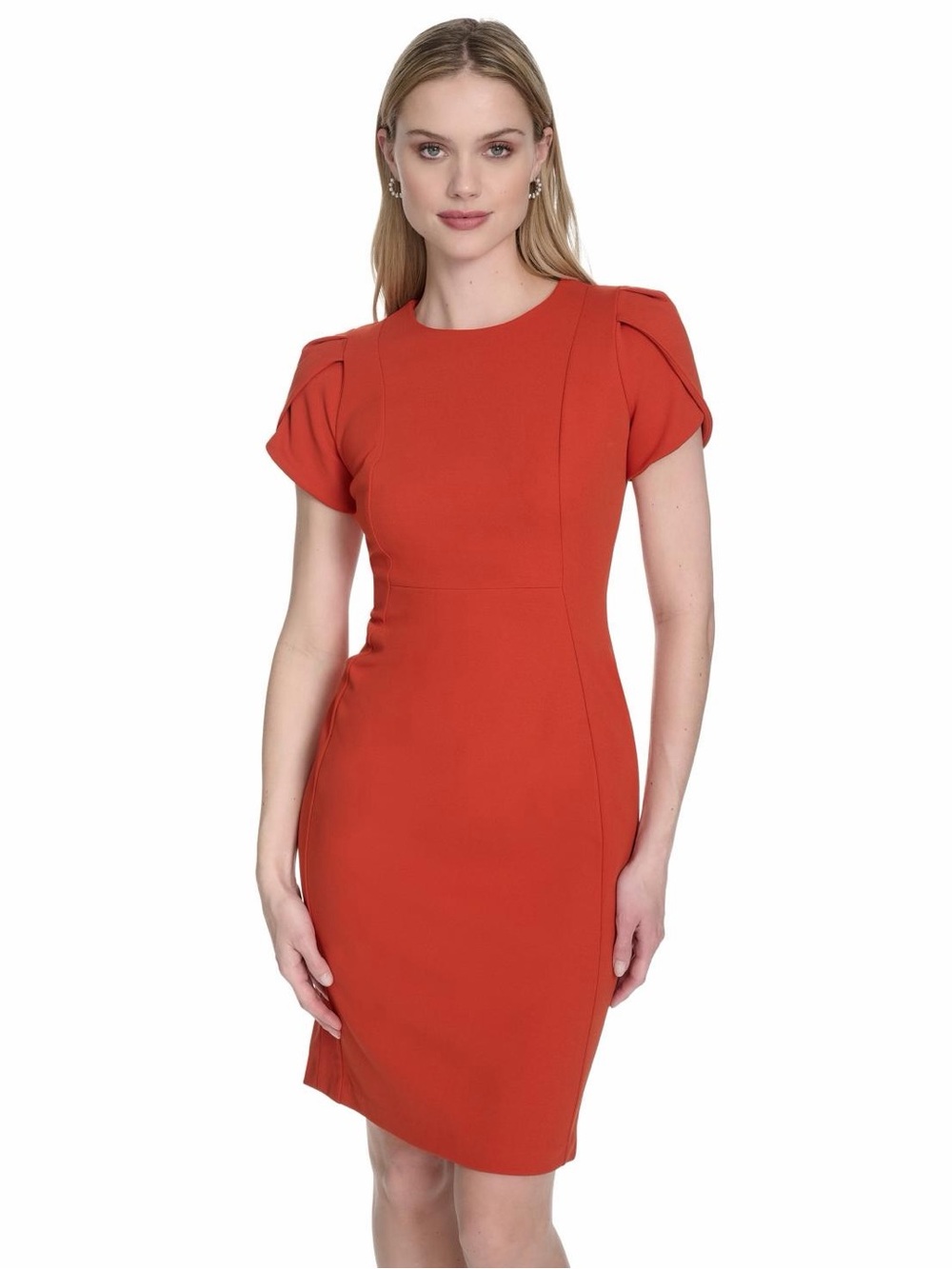 Calvin Klein | Rust Orange Tulip Sleeve Sheath Dress